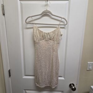 Lovely Day Cream Sequin Dress